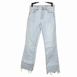 Mango Light Blue High Waist Wide Leg Raw Hem US 2